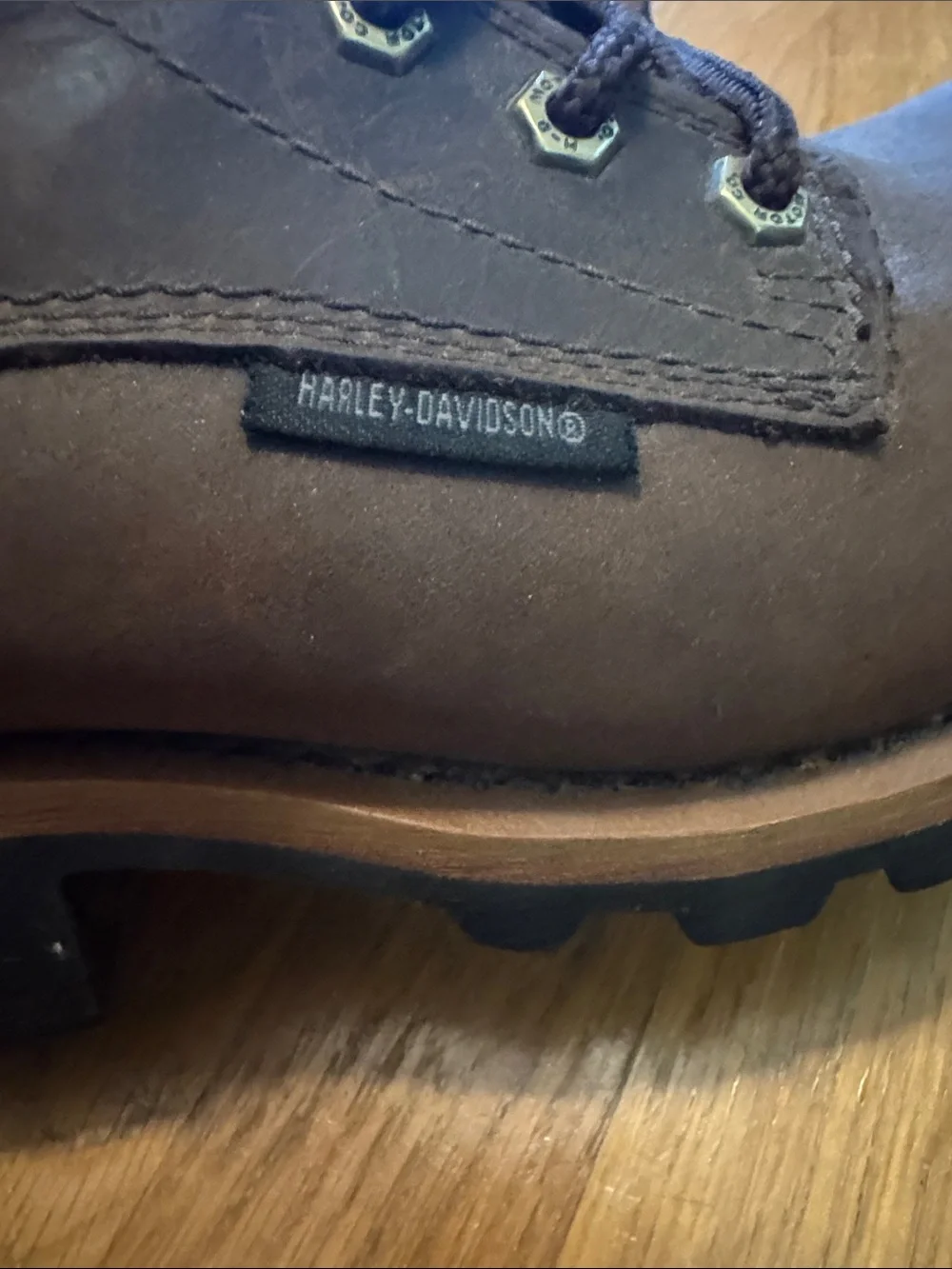 Harley-Davidson Men's Dark Brown Leather Lace-Up Work Boots